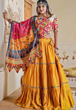 Navaratri Special Rayon Lehenga in Yellow