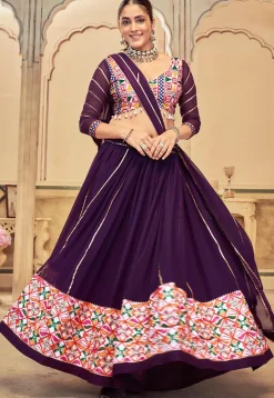 Navratri Kutch Georgette Lehenga in Purple
