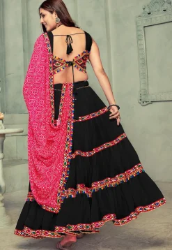 Navratri Kutch Georgette Lehenga in Black