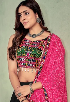 Navratri Kutch Georgette Lehenga in Black
