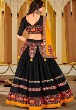 Navratri Kutch Georgette Lehenga in Black