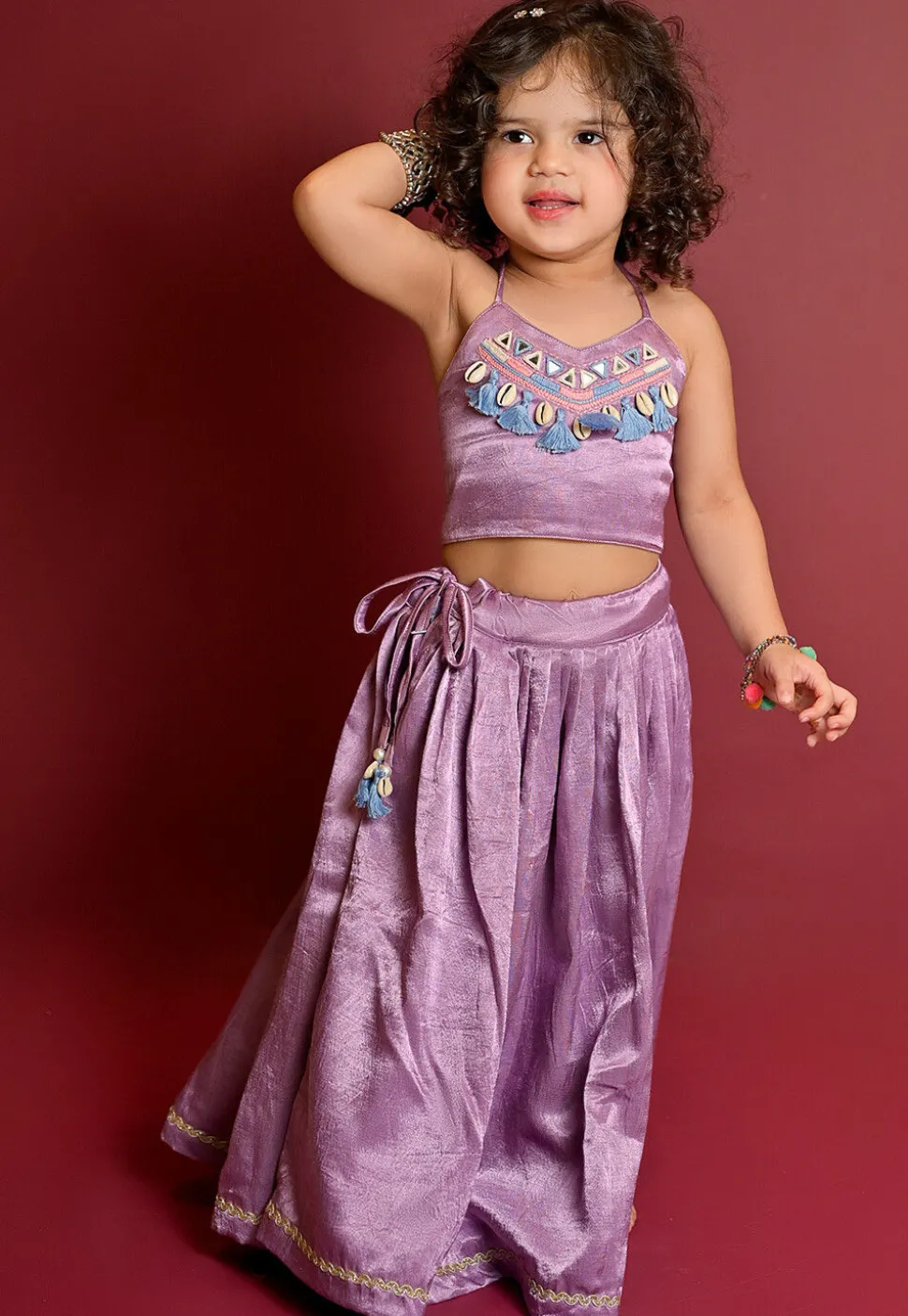 Navratri Special Art Silk Lehenga in Light Purple