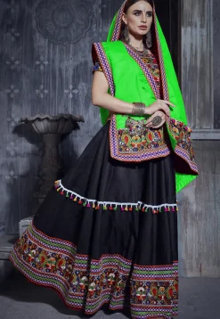 Navratri Special Art Silk Lehenga in Black