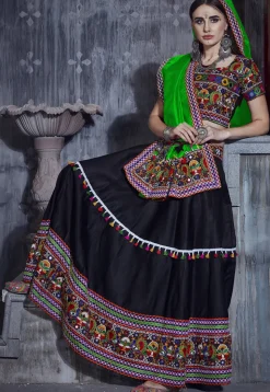 Navratri Special Art Silk Lehenga in Black