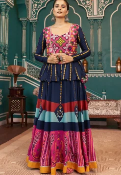 Navratri Special Art Silk Lehenga in Multicolor