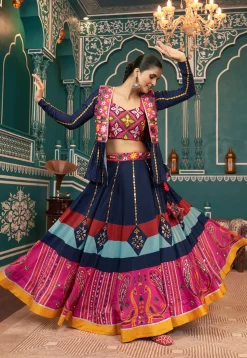 Navratri Special Art Silk Lehenga in Multicolor