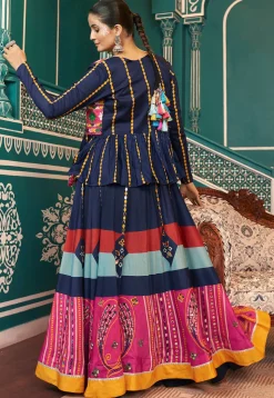 Navratri Special Art Silk Lehenga in Multicolor