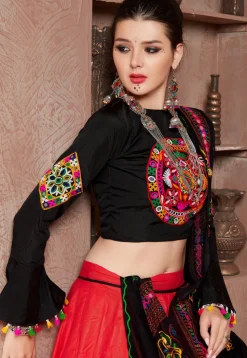 Navratri Special Art Silk Lehenga in Red