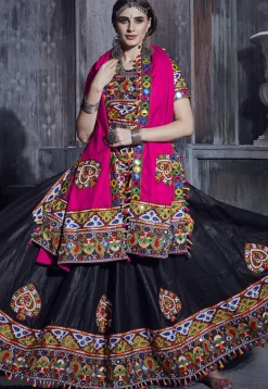 Navratri Special Art Silk Lehenga in Black