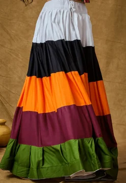 Navratri Special Cotton Rayon Skirt in Multicolor