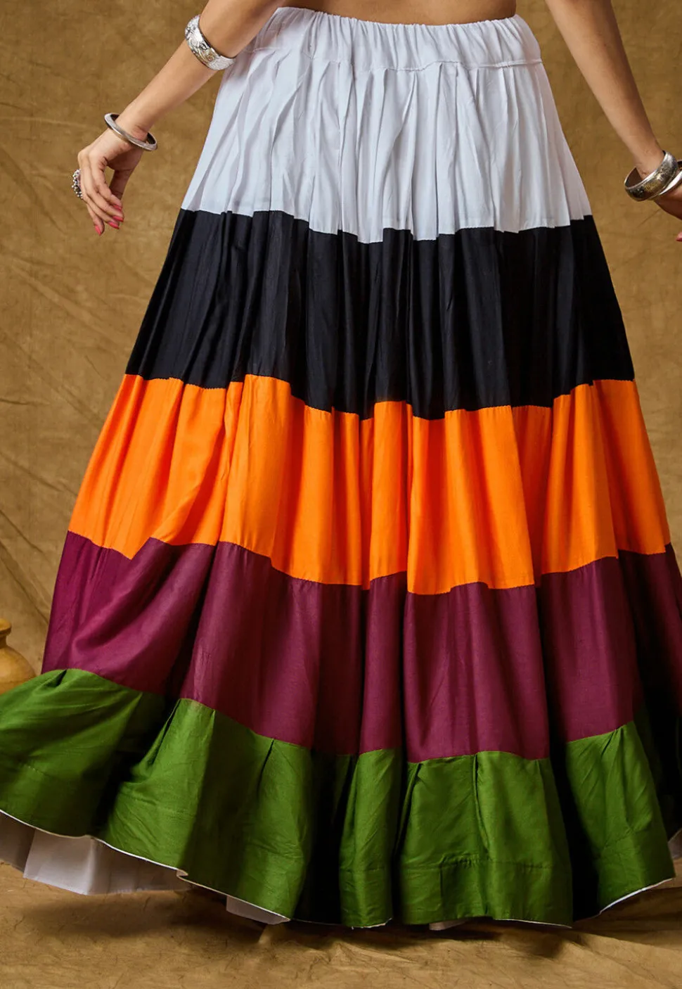 Navratri Special Cotton Rayon Skirt in Multicolor