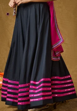 Navratri Special Cotton Rayon Skirt in Black