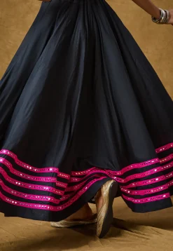 Navratri Special Cotton Rayon Skirt in Black