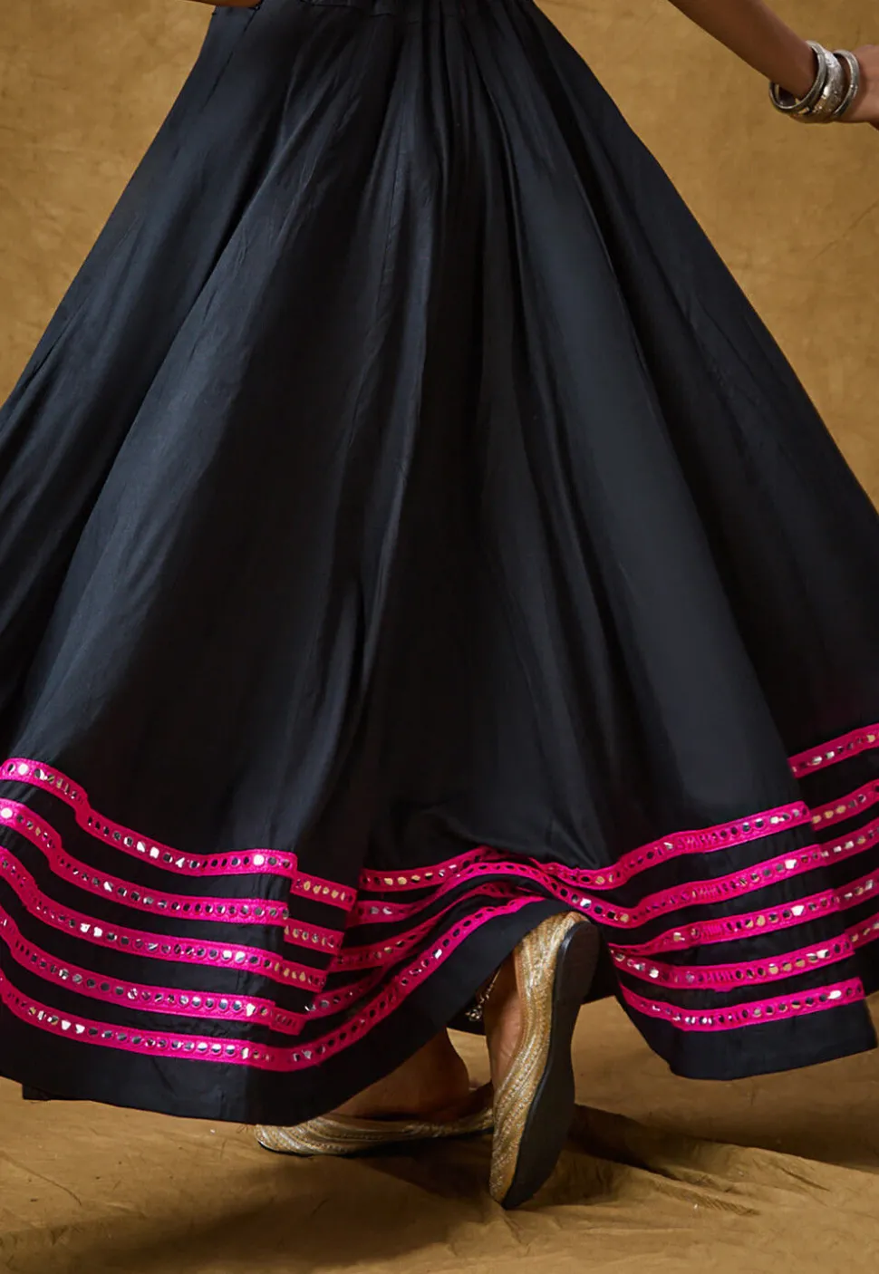 Navratri Special Cotton Rayon Skirt in Black