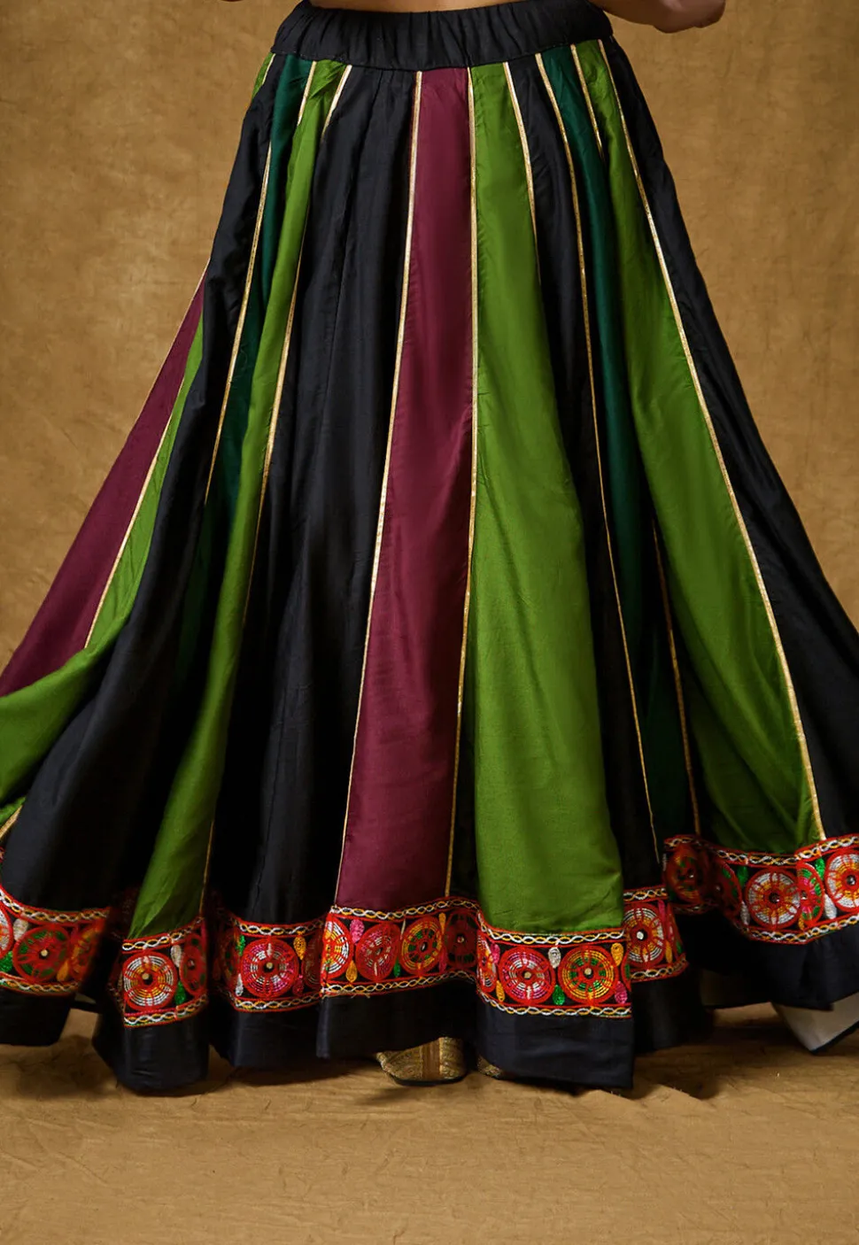 Navratri Special Cotton Rayon Skirt in Multicolor