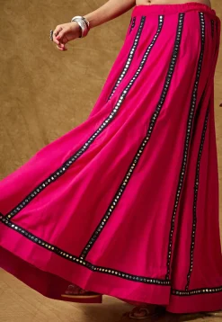 Navratri Special Cotton Rayon Skirt in Pink