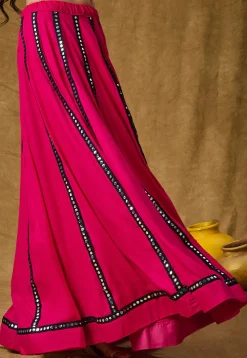 Navratri Special Cotton Rayon Skirt in Pink