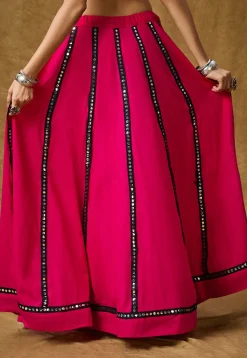 Navratri Special Cotton Rayon Skirt in Pink
