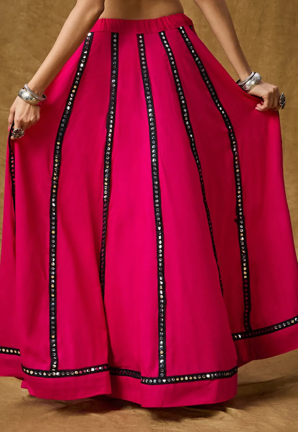 Navratri Special Cotton Rayon Skirt in Pink