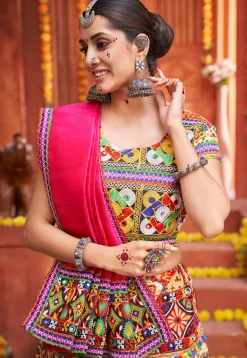 Navratri Special Cotton Silk Lehenga in Cream