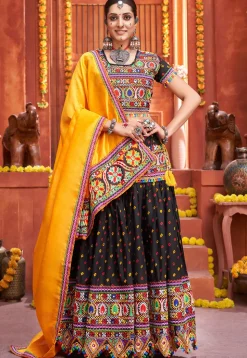 Navratri Special Cotton Silk Lehenga in Black