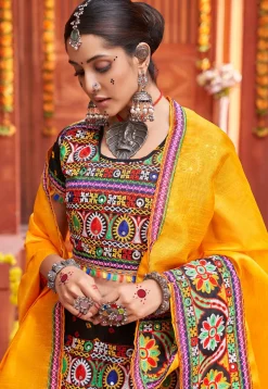 Navratri Special Cotton Silk Lehenga in Black
