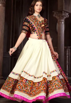 Navratri Special Georgette Lehenga in Cream