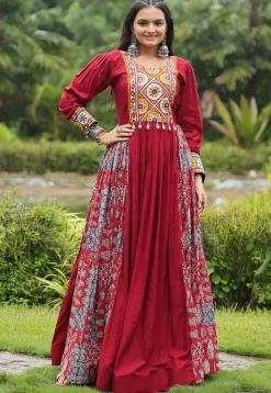 Navratri Special Rayon Gown in Maroon
