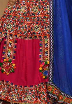 Navratri Special Rayon Lehenga in Multicolor and Fuchsia