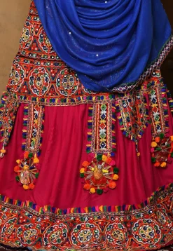 Navratri Special Rayon Lehenga in Multicolor and Fuchsia