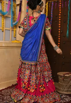 Navratri Special Rayon Lehenga in Multicolor and Fuchsia