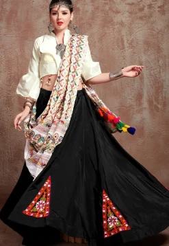 Navratri Special Taffeta Silk Lehenga in Black
