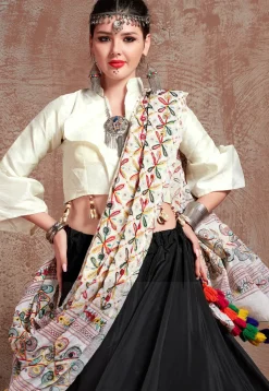 Navratri Special Taffeta Silk Lehenga in Black
