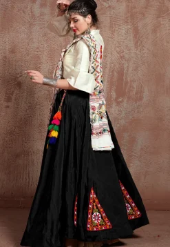 Navratri Special Taffeta Silk Lehenga in Black