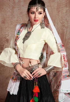 Navratri Special Taffeta Silk Lehenga in Black