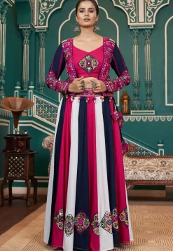 Navratri Special Viscose Rayon Lehenga in Multicolor