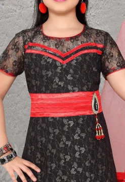 Net Salwar Set in Black