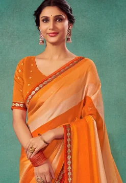 Ombre Chiffon Saree in Orange