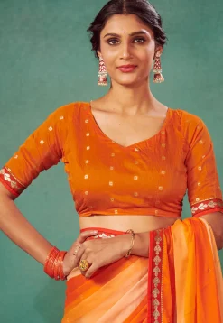 Ombre Chiffon Saree in Orange