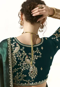 Ombre Organza Shimmer Saree in Green Ombre