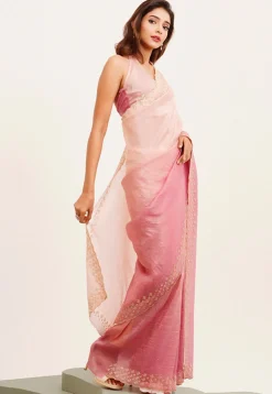Ombre Tissue Silk Saree in Pink