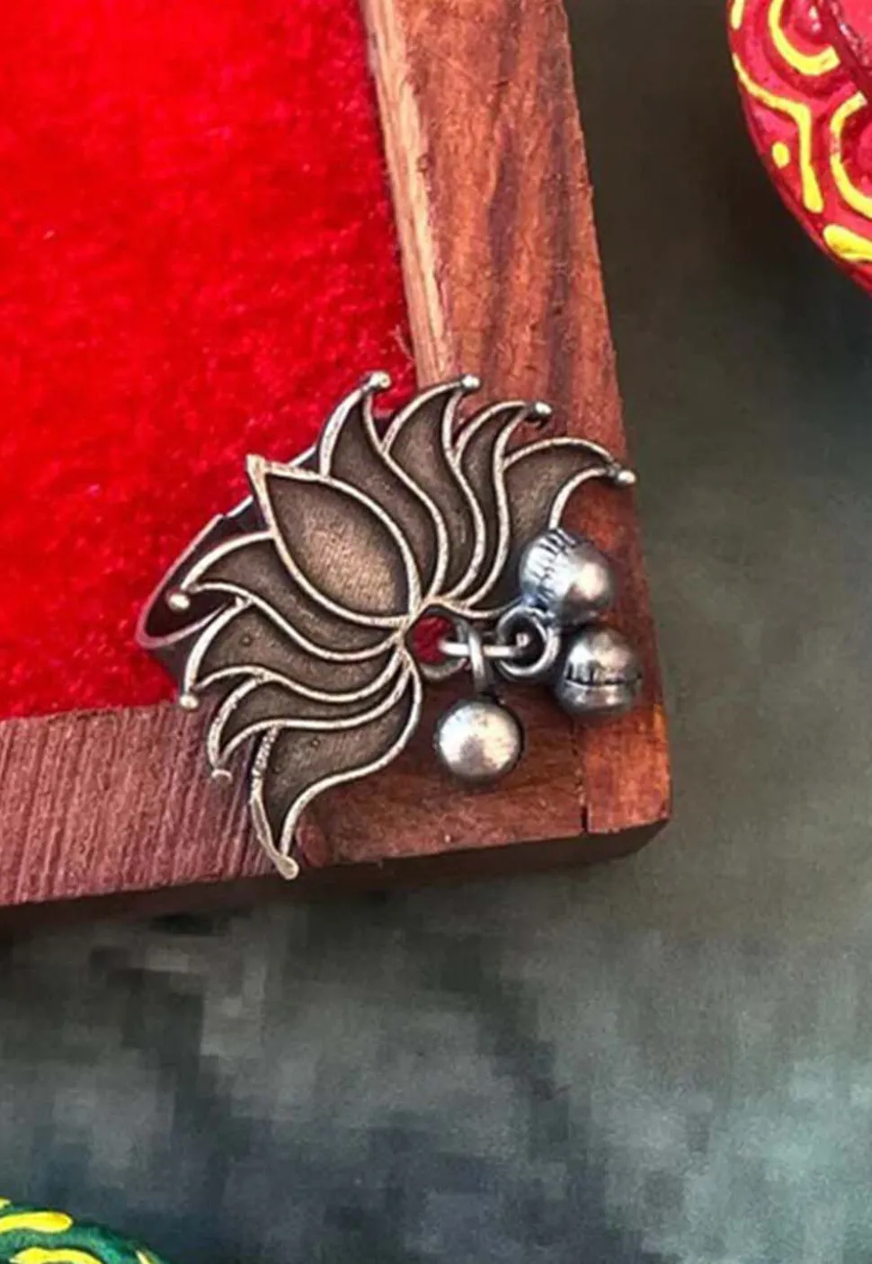 Oxidised Beaded Adjustable Ring