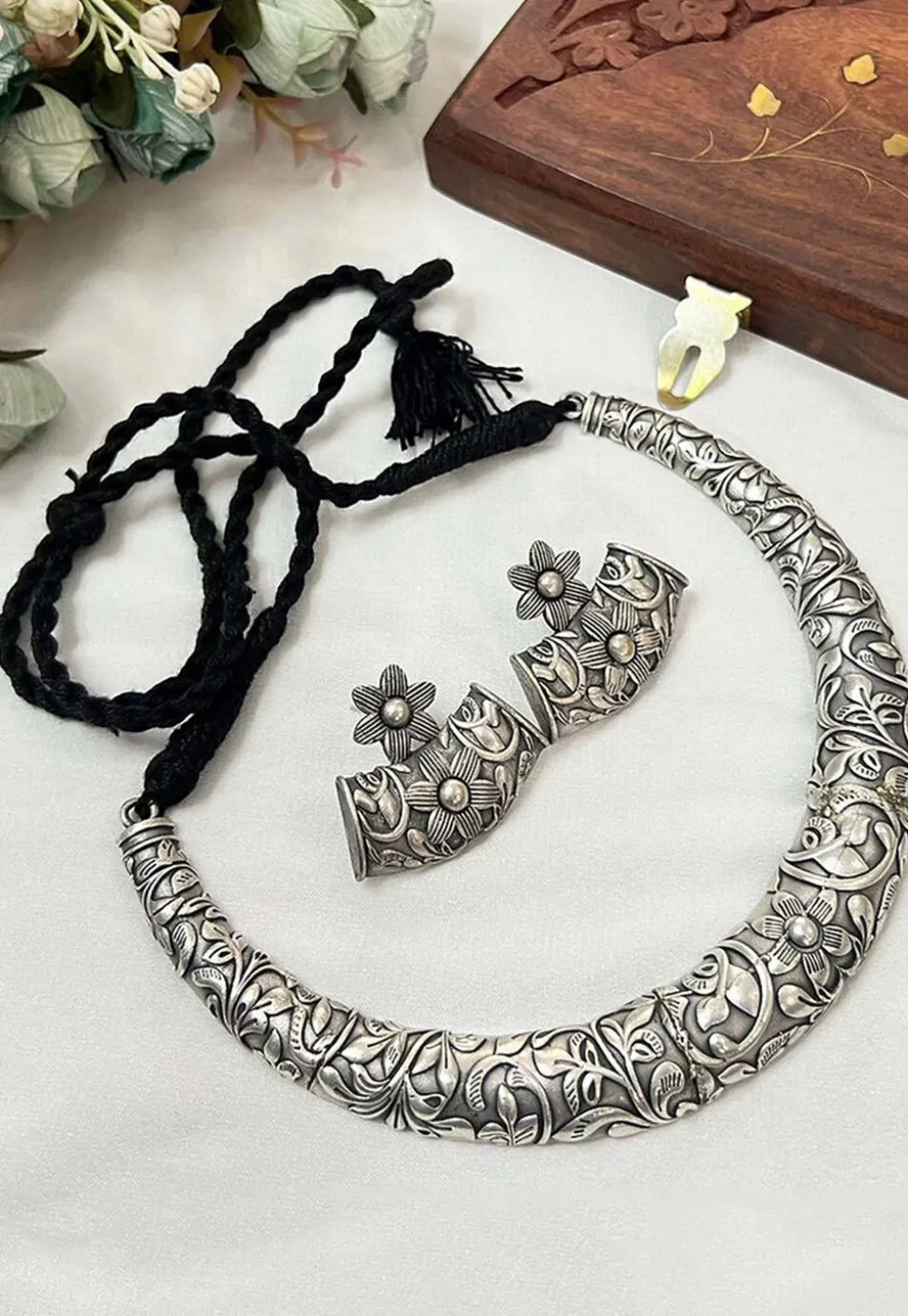 Oxidised Choker Necklace Set
