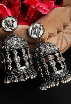 Oxidised Jhumka Style Earrings