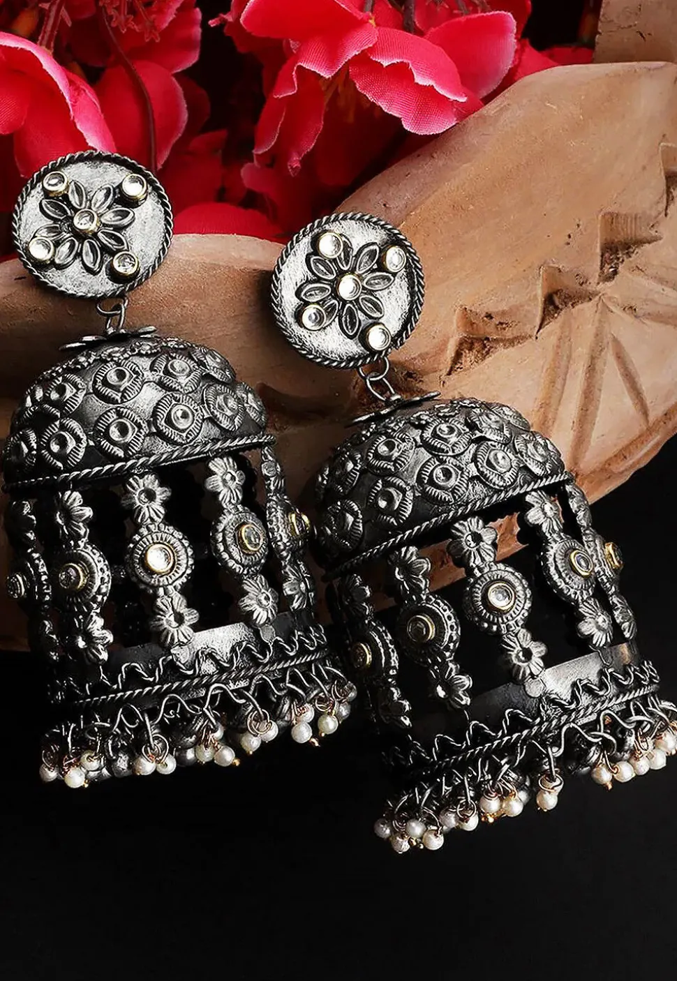 Oxidised Jhumka Style Earrings