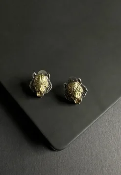 Oxidised Lion Earrings