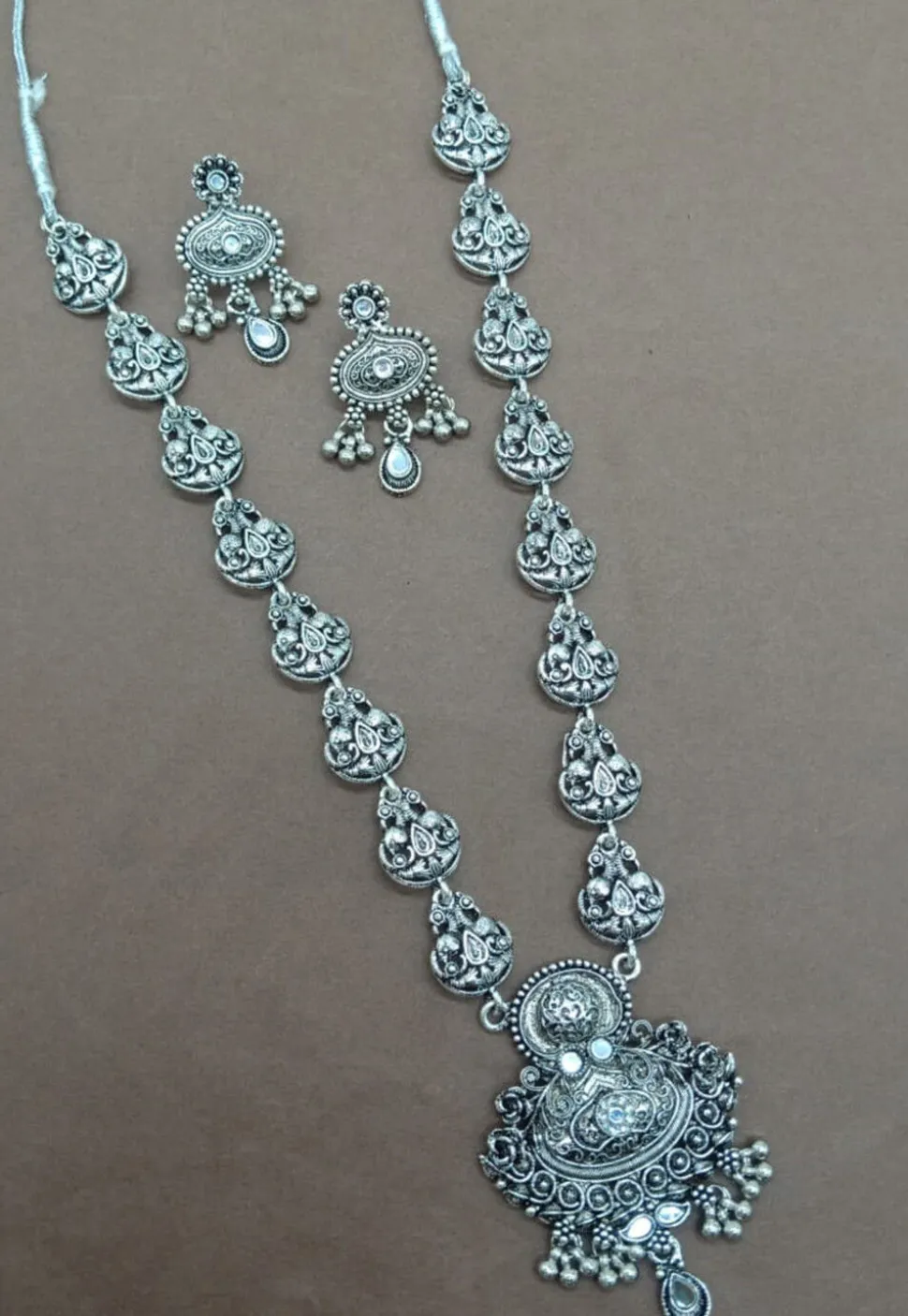 Oxidised Mirror Necklace Set