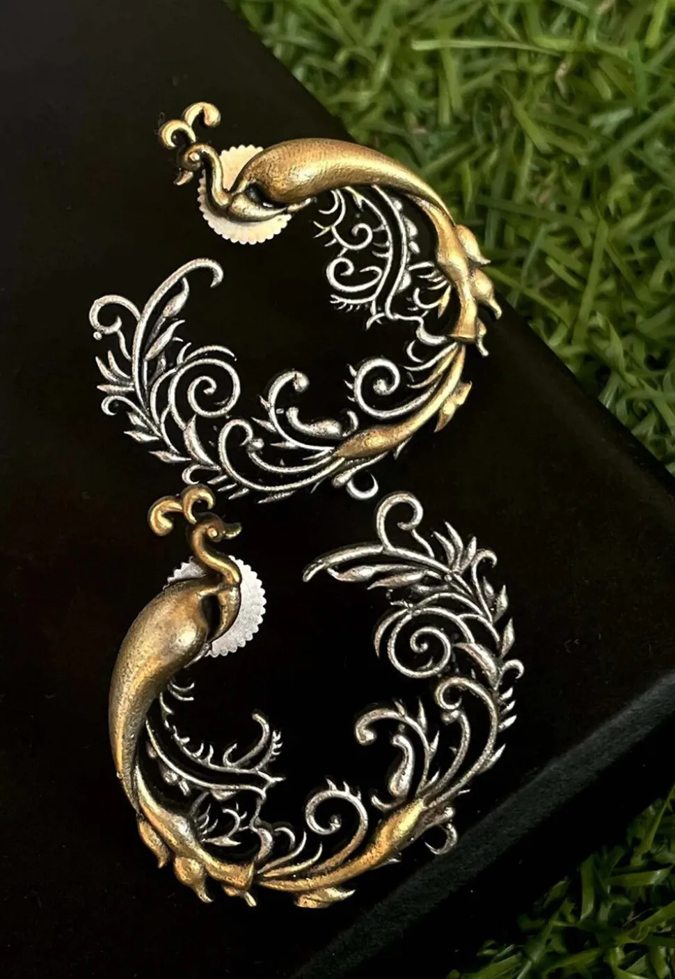 Oxidised Peacock Style Earrings