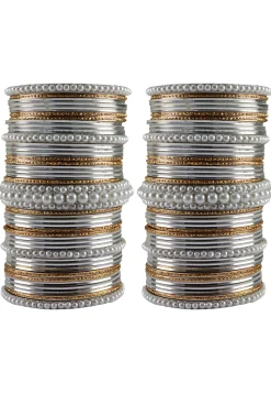 Oxidised Pearl Bangle Set