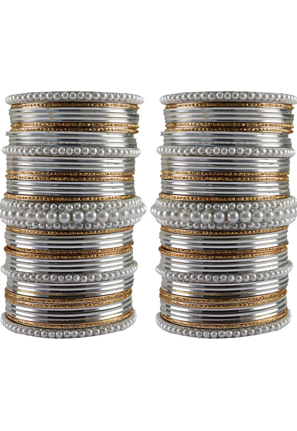 Oxidised Pearl Bangle Set